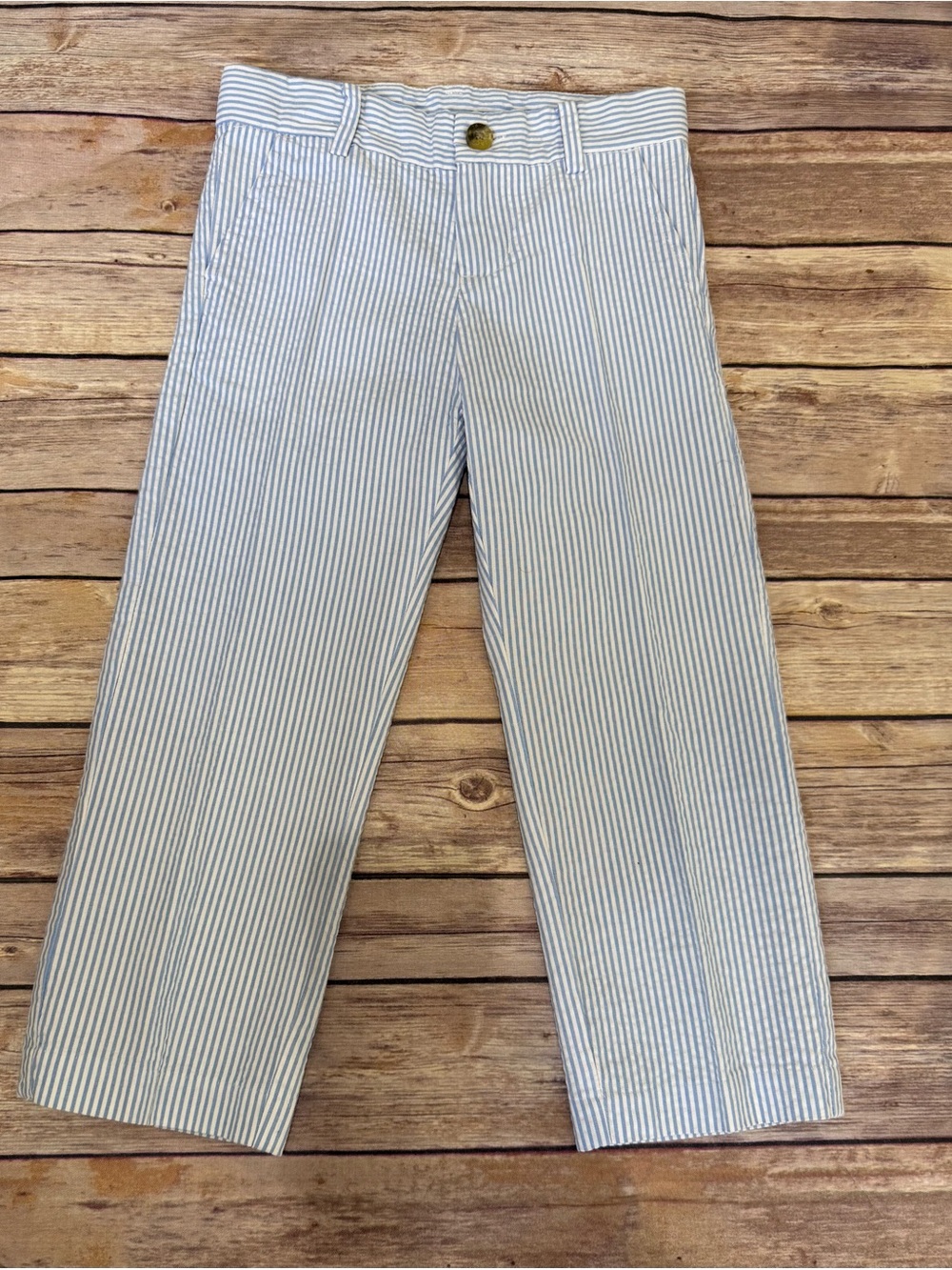 Janie and Jack Blue and White Seersucker Kids Pants